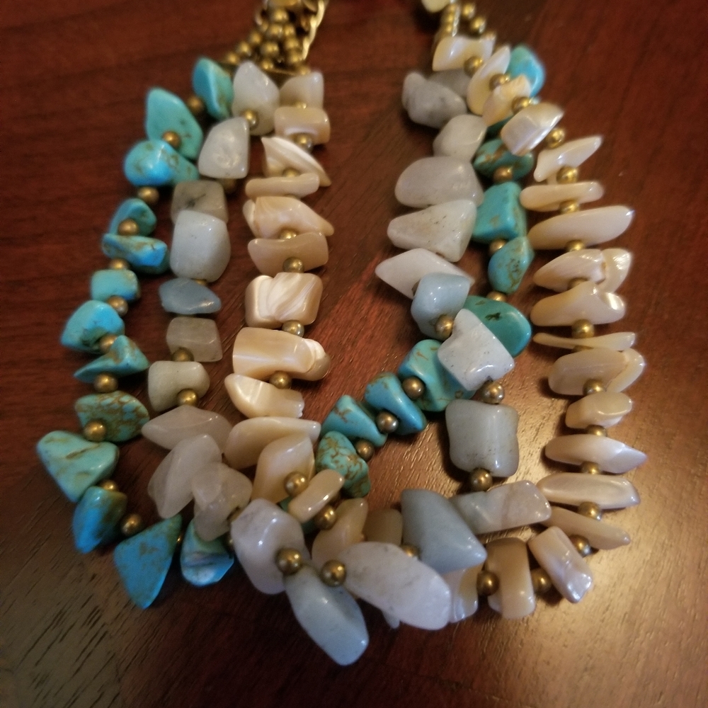 Natural stone 3 strand turquoise bracelet